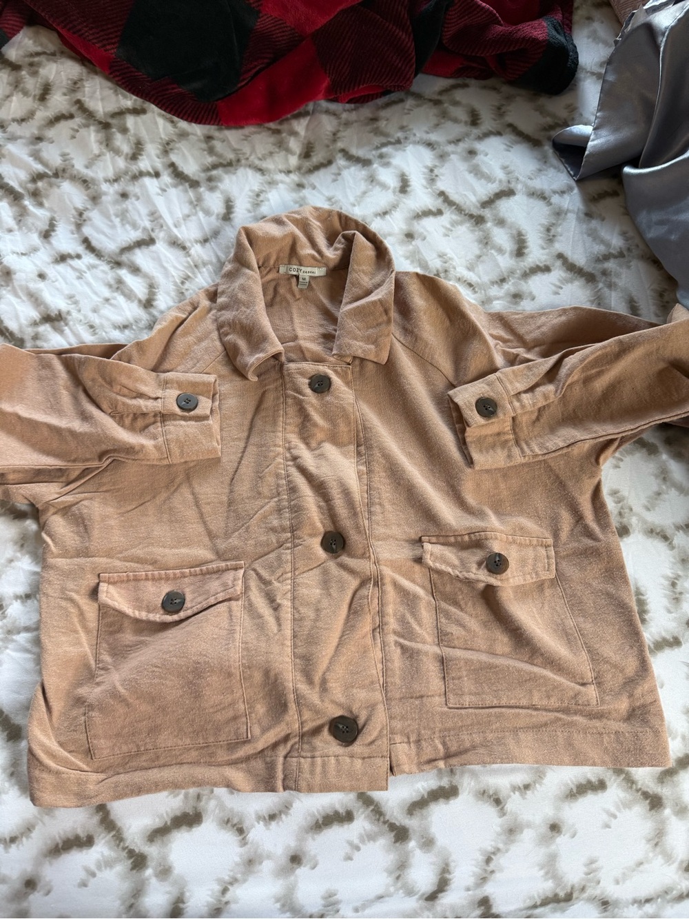 Cozy Casual Tan Button-Shirt Jacket
